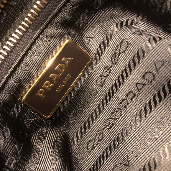 ♥️SOLD♥️PRADA Suede Scamosciato Logo Tote Brown - Picture 7 of 8